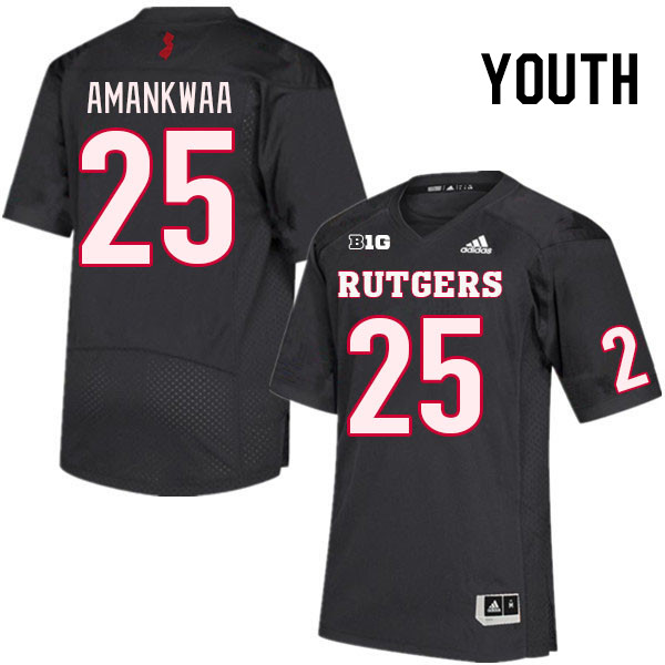 Youth #25 Charles Amankwaa Rutgers Scarlet Knights College Football Jerseys Stitched Sale-Black